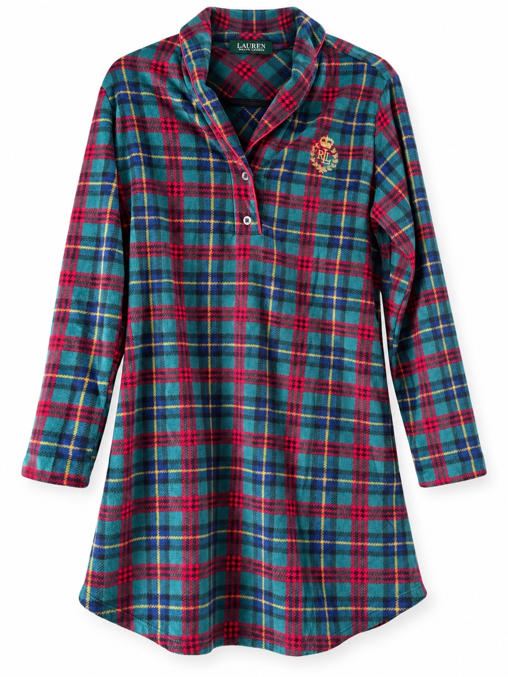 Lauren Ralph Lauren Green, Red & Navy Plaid Flannel Nightgown